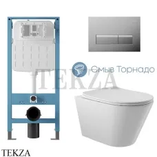 Aqueduto CONE Plus Комплект унитаза торнадо c инсталляцией, кнопка хром глянец AQDS348T, Белый глянец