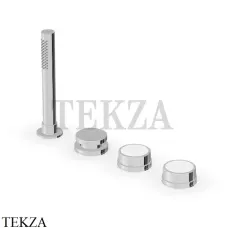 Zucchetti Savoir Смеситель для ванны с душевым гарнитуром ZSV484.CW, хром глянец-белый