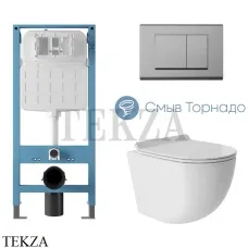 Aqueduto OVO Комплект унитаза торнадо c инсталляцией, кнопка хром глянец AQDS100T Белый глянец