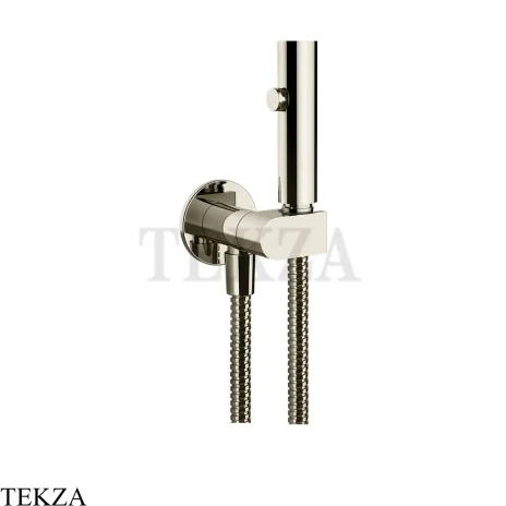 Gessi Гигиенический душ с запорным узлом, выводом воды и держателем 45124-720, никель глянец