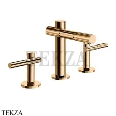 Gessi Incastri Смеситель для раковины на 3 отв., без донного клапана 75014-735, Warm Bronze PVD
