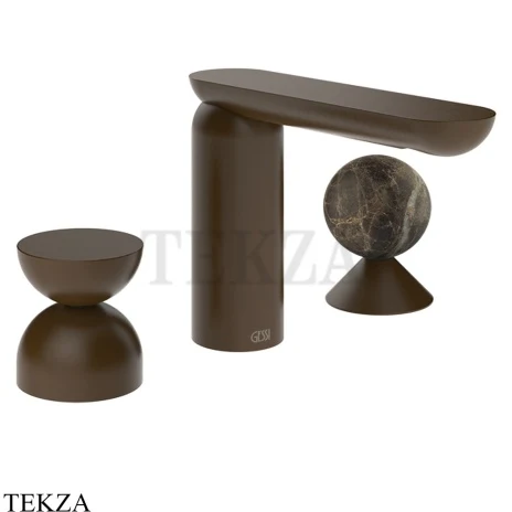 Gessi Perle Смеситель для раковины на 3 отв., без гарнитура 74918-845, бронза Dark Brush