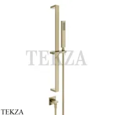 Gessi Rettangolo shower Штанга в комплекте с душевой лейкой, вывод 20142-727, Brushed Brass