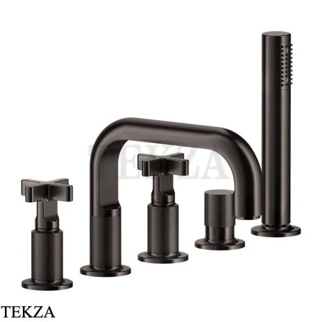 Gessi INCISO+ Смеситель на борт ванны с гарнитуром 58140-707, Black Metal Brushed PVD