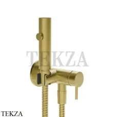Gessi Гигиенический душ со смесителем, выводом воды и держателем 45131-716, Gold Br. PVD