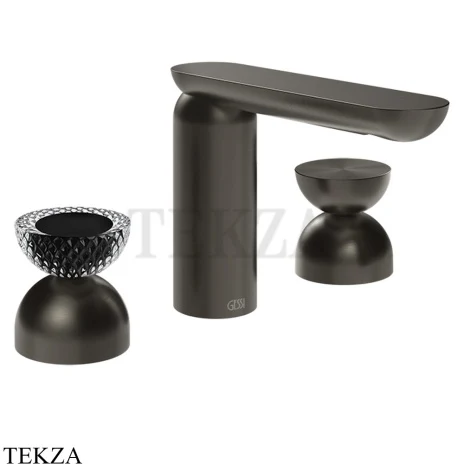 Gessi Perle Смеситель для раковины на 3 отв., без гарнитура 74796-707, black хром Brush