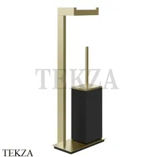 Gessi Rettangolo Стойка напольная с бумагодержателем и ершиком, черный 20934-727, Brushed Brass