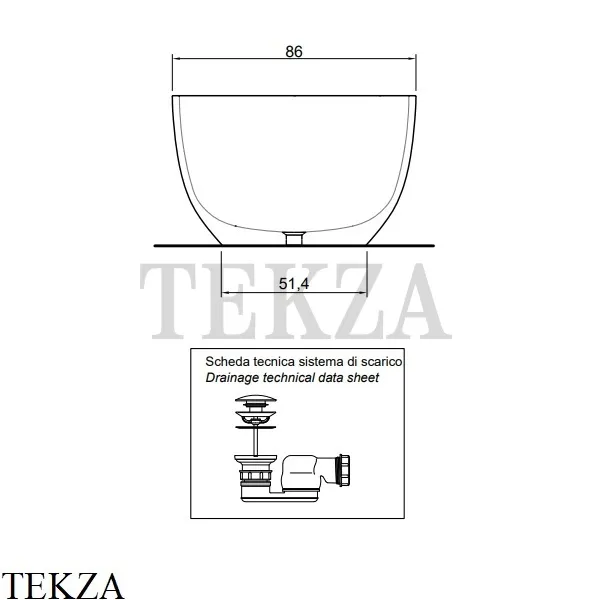 Antonio Lupi REFLEX Ванна овальная свободностоящая, Cristalmood, Nebbia