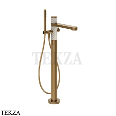 Gessi Pelle Tresse Смеситель для ванны напольный, с гарнитуром, 78228-448, Crème/ Deep Bronze Br. PVD
