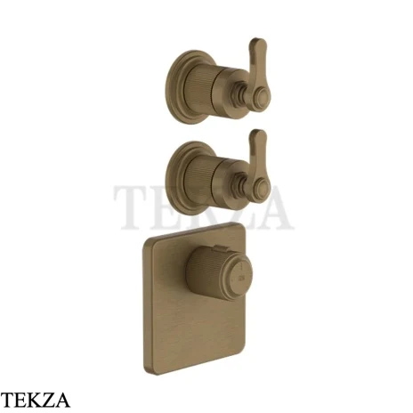 Gessi VENTI20 Термостат для душа, 2 потока, внешняя часть 65202-713, Antique Brass
