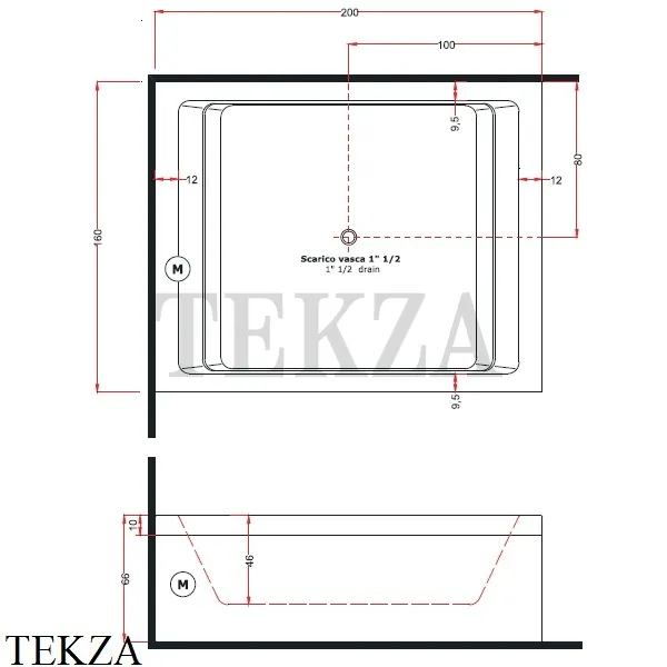 Gruppo Treesse DREAM 200 Акриловая ванна V8321, белый глянец