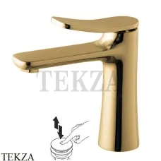 FIMA Carlo Frattini FLO Смеситель для раковины с донным клапаном, F3801OS, Brushed gold