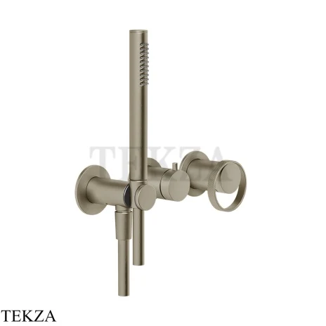 Gessi ANELLO Смеситель для душа на 2 потока, с гарнитуром, внешняя часть 63345-149, Finox Brushed Nickel