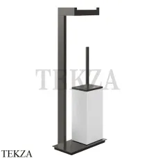 Gessi Rettangolo Стойка напольная с бумагодержателем и ершиком, белый 20933-707, Black Metal Brushed