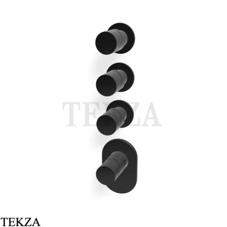 FIMA Carlo Frattini Slide Термостат для душа, 3 потока, внешняя часть F5823X3CS, black хром Brush