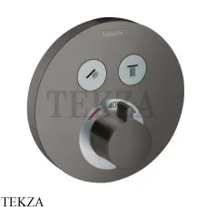Hansgrohe ShowerSelect S Термостат для душа, 2 выхода, внешняя часть 15743340, черный хром Hansgrohe ShowerSelect S Термостат для душа, 2 выхода, внешняя часть 15743340, черный хром
