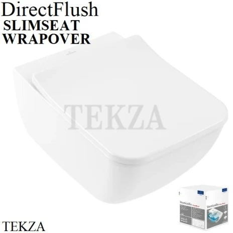 Villeroy & Boch Venticello Унитаз подвесной (комплект) без ободка 4611RSR1, сиденье микролифт WRAPOVER, белый глянец CeramicPlus