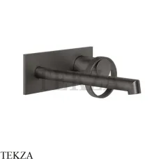 Gessi ANELLO Смеситель для раковины на планке, длинным изливом, внешняя часть 63389-707, Black Metal Brushed