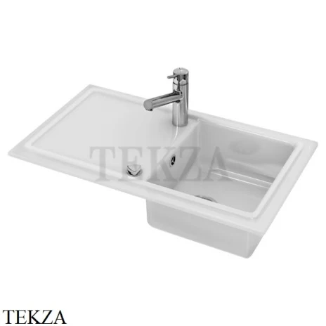 Duravit Cassia 50 Кухонная мойка с крылом 86x51, встраиваемая 7513860000, белый глянец