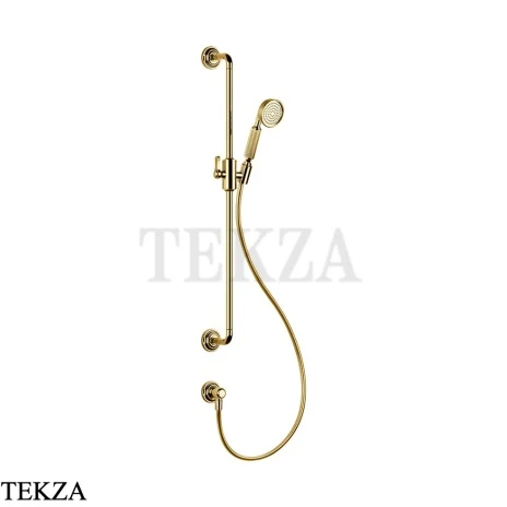 Gessi VENTI20 Штанга в комплекте с душевой лейкой, шланг, вывод 65142-246, Gold PVD
