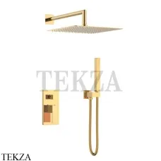 Boheme Qubic Смеситель для душа, ручной душ, верхняя лейка, комплект 474-3-G, Золото глянец