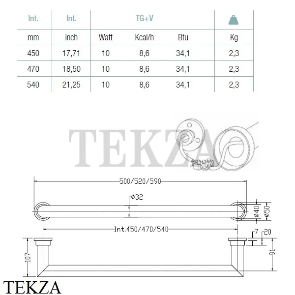 Margaroli Sereno 621-59 Полотенцесушитель электрический 621540SN, nickel satin