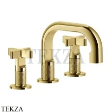 Gessi INCISO+ Смеситель для раковины на 3 отверстия, с донным клапаном 58111-246, Gold PVD