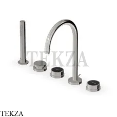 Zucchetti Savoir Смеситель для ванны с душевым гарнитуром ZSV483.C8N, Nickel глянец-черный