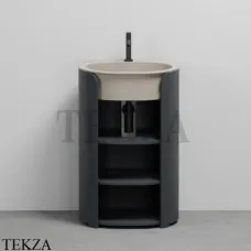 CIELO I Catini Tiberino Тумба отдельностоящая CAMTL, с 3-мя полками, слив в стену, Basalto-Avena