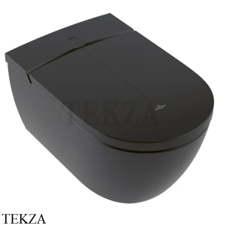 Villeroy & Boch Viclean Унитаз с крышкой биде, без ободка V0E100R7, Pure Black CeramicPlus