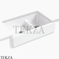 Kohler Whitehaven Мойка для кухни с двумя чашами, с фартуком, чугун K-6427-0, белый глянец Kohler Whitehaven Мойка для кухни с двумя чашами, с фартуком, чугун K-6427-0, белый глянец