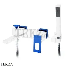 Boheme Q Смеситель для ванны настенный, с гарнитуром 143-CRUV, Хром-синий