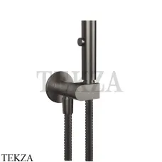 Gessi Гигиенический душ с запорным клапаном, выводом воды и держателем 45124-707, Black Metal Br