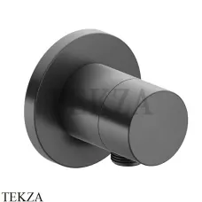 Keuco IXMO Вентиль запорный с выводом для шланга, круг 59541130101, Хром черный шлифованный