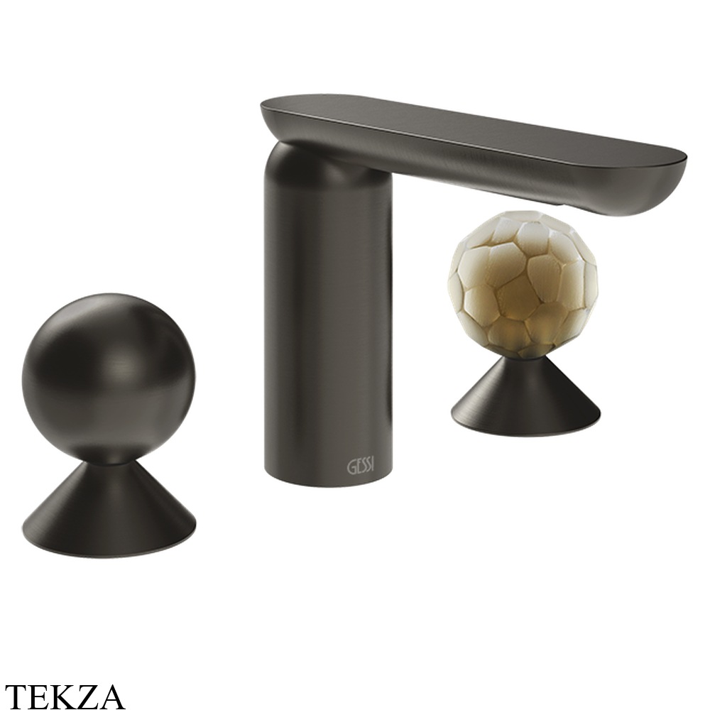 Gessi Perle Смеситель для раковины на 3 отв., без гарнитура 74045-707, black хром Brush