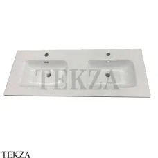 Caprigo Раковина двойная керамическая, с переливом, 9120dd, белый глянец