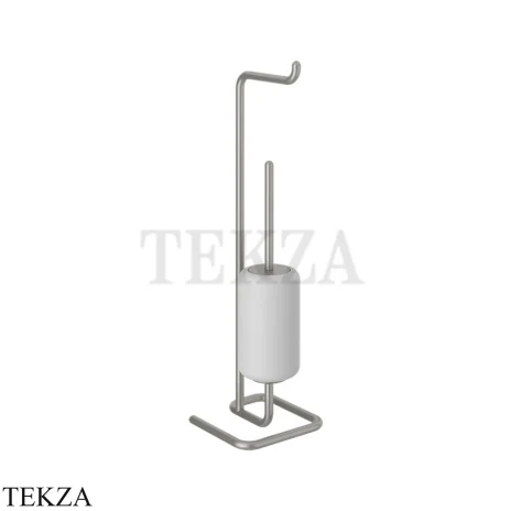 Gessi Goccia Стойка с держателем для туалетной бумаги и ершиком 38067-147, Chrome Brushed
