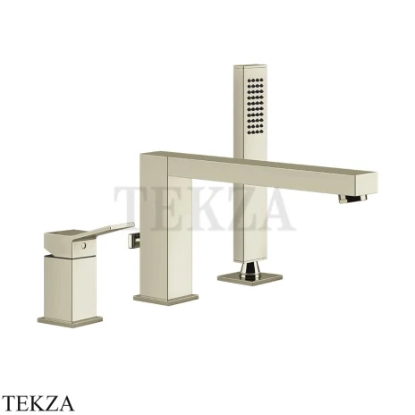 Gessi RETTANGOLO K Смеситель для ванны на 3 отверстия 53037-720, Nickel PVD