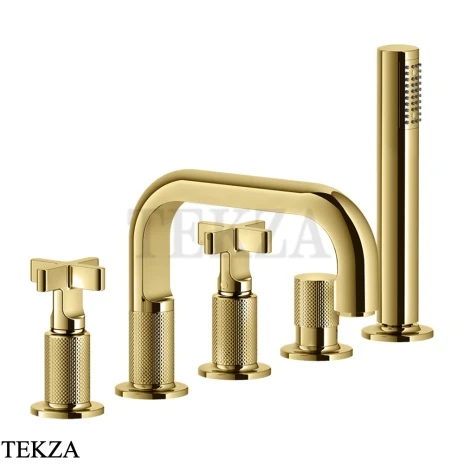 Gessi INCISO+ Смеситель на борт ванны с гарнитуром 58140-246, Gold PVD