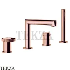 Gessi ANELLO Смеситель на борт ванны с изливом и душевым гарнитуром 63337-030, Copper PVD