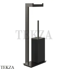 Gessi Rettangolo Стойка напольная с бумагодержателем и ершиком, черный 20934-707, Black Metal Brushed