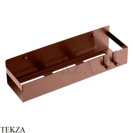 Boheme Q Полка подвесная в душевую 35 см + 2 крючка 10965-BRB, brushed bronze