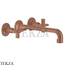Gessi INCISO+ Смеситель для раковины на 3 отверстия, длинный, внешняя часть 58192-708, Copper Brushed