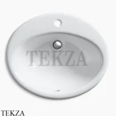 Kohler Farmington Раковина встраиваемая сверху, с переливом, чугун K-2905-1-0, белый глянец