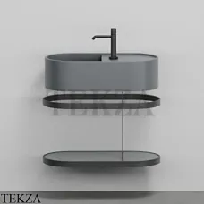 Cielo Les Petites Ovale 60 Консоль с раковиной LPLAO60, керамическая полка, Basalto Cielo Les Petites Ovale 60 Консоль с раковиной LPLAO60, керамическая полка, Basalto
