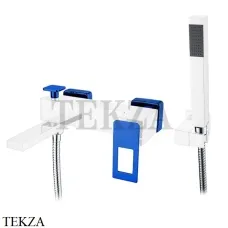 Boheme Q Смеситель для ванны настенный, с гарнитуром 143-CRBlue, Хром-синий