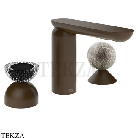 Gessi Perle Смеситель для раковины на 3 отв., без гарнитура 74768-845, бронза Dark Brush