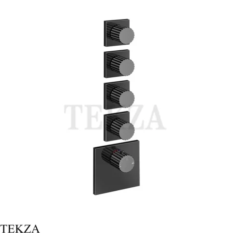 Gessi Incastri Термостат для душа 4 потока, внешняя часть 75308-706, black хром глянец