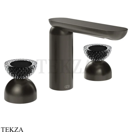 Gessi Perle Смеситель для раковины на 3 отв., без гарнитура 74776-707, black хром Brush