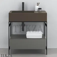 CIELO NARCISO MINI Консоль с керамической раковиной и ящиком, Fango-черный